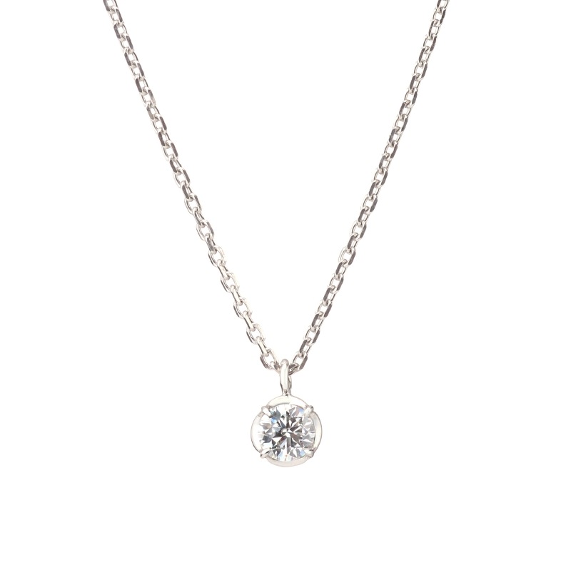 【h&d Jewelry】 Rosebud フラワー ネックレス SWEET SV925 シルバー モアサナイト 46cm 5175600253