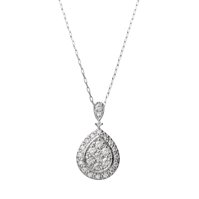 【HEART & CUPID DIAMOND】 PT プラチナ 0.16ct ダイヤモンド ドロップ ネックレス 40cm 1176300031