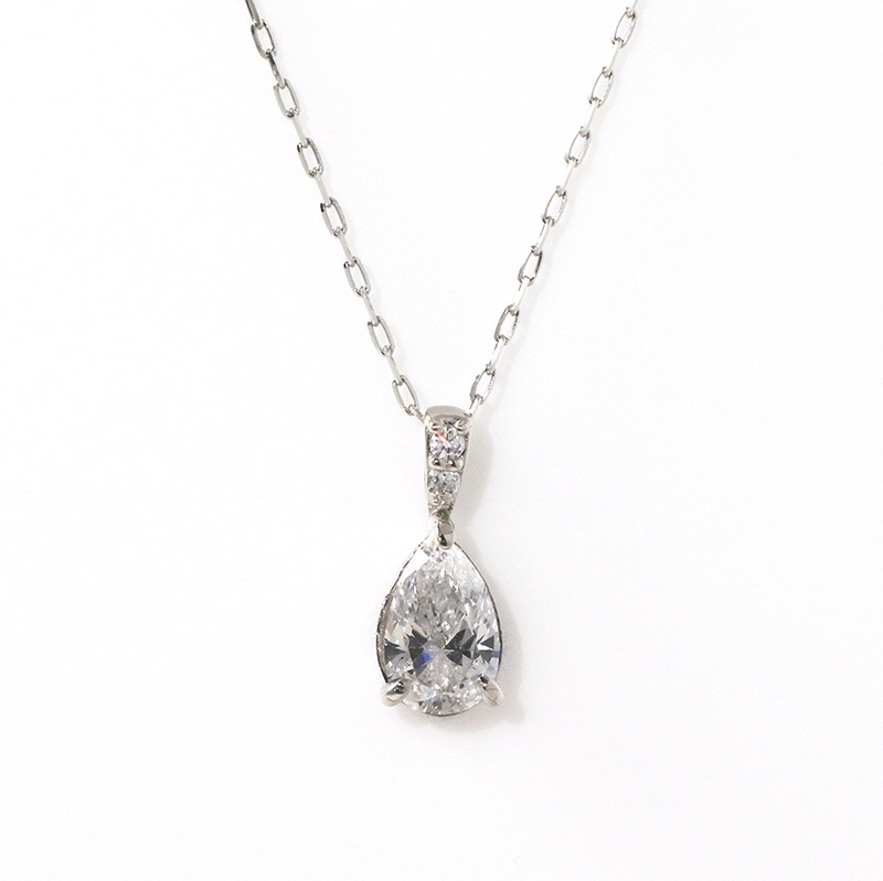 【Lab Grown Diamond】 PT900 プラチナ 0.5ct LGD ラボグロウンダイヤモンド ペアシェイプ ネックレス 45cm 1177900005