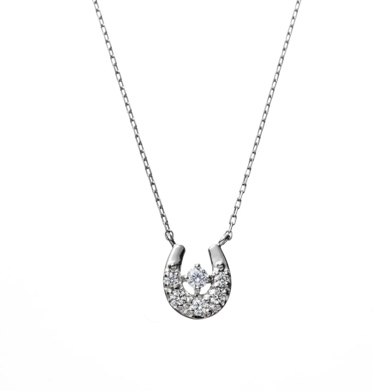 【HEART & CUPID DIAMOND】 PT プラチナ 0.1ct ダイヤモンド ホースシュー ネックレス 40cm 1176300057