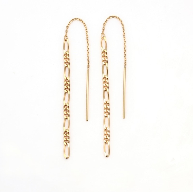 【h&d Jewelry】 フック ピアス COOL SV925 イエローゴールド フィガロ アズキ チェーン 5175600148