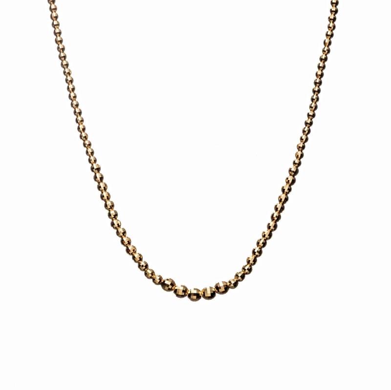 【Gold Jewelry】 プレシャスメタル K18 YG イエローゴールド  カットボール デザインチェーン ネックレス 45cm 1125510314