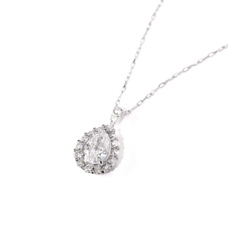 【Lab Grown Diamond】 PT900 プラチナ 0.3ct LGD ラボグロウンダイヤモンド ペアシェイプ ネックレス 45cm 1177900007