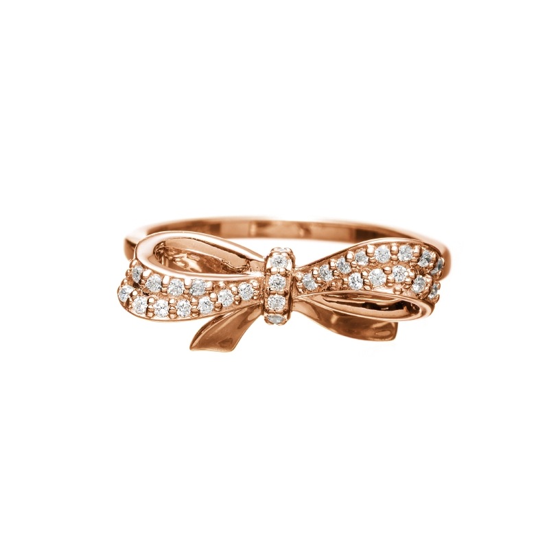 【h&d Jewelry】 Ribbon リング SWEET SV925 ピンクゴールド CZ 5175600530