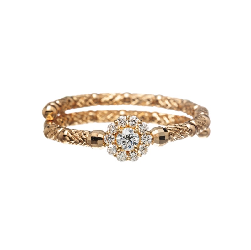 【Gold Jewelry】 Free Jewelry フリージュエリー K18 YG イエローゴールド ダイヤ 形状記憶 リング 取巻 M 1182500005
