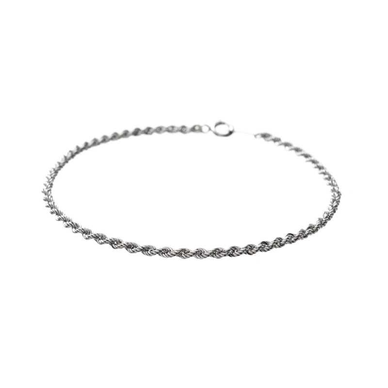 【Gold Jewelry】 デザインチェーン ブレスレット 中空 ホロー ロープチェーン K10 WG ホワイトゴールド 18cm 1182300050