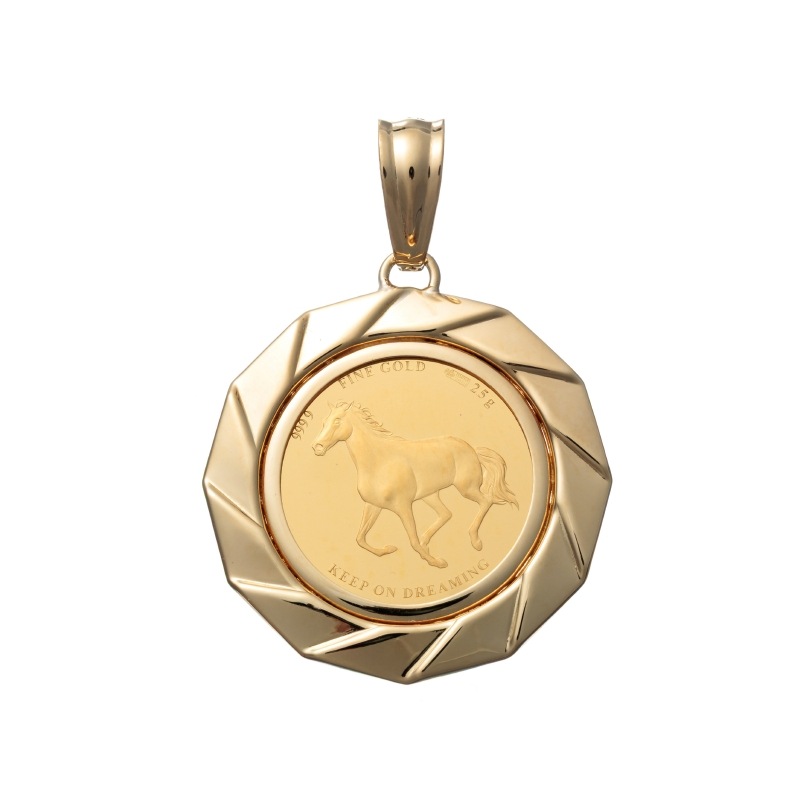 Gold Jewelry】 K18 K24 YG イエローゴールド スターホース メダル 