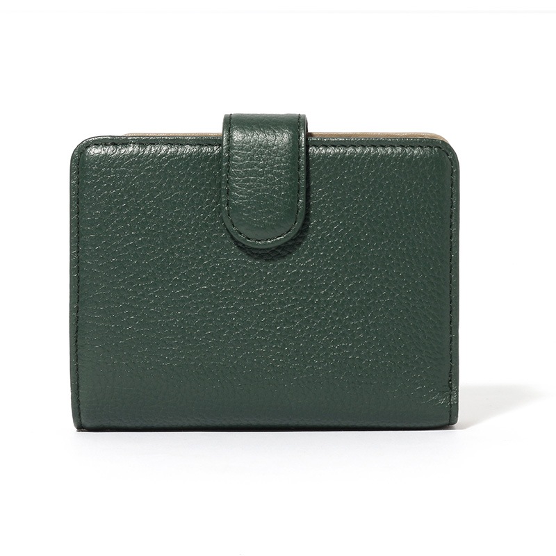 【NOROM Leather】 二つ折財布 HDL-302n グリーン/グレーベージュ 5564200867