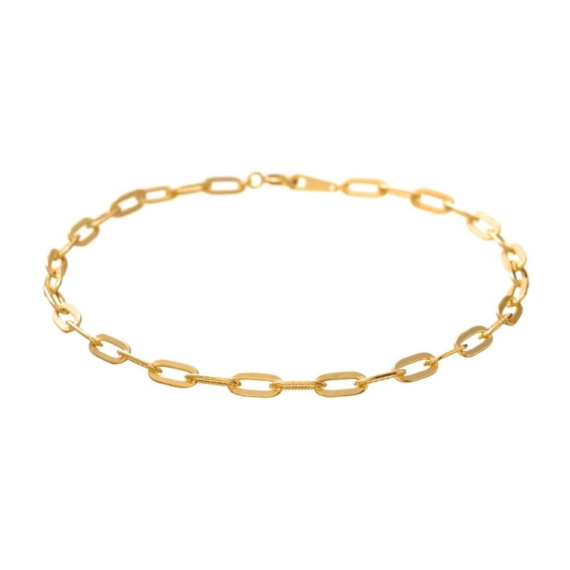 【Gold Jewelry】 デザインチェーン ブレスレット 中空 ホロー クリップチェーン K18 YG イエローゴールド 18cm 1182300053