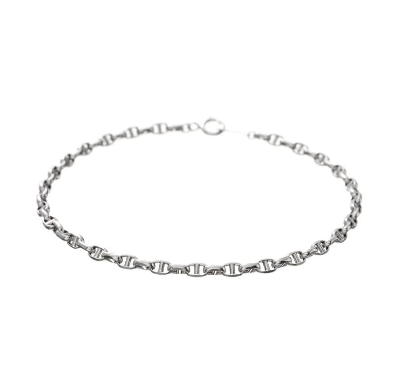 【Gold Jewelry】 デザインチェーン ブレスレット 中空 ホロー スカルチェーン K10 WG ホワイトゴールド 18cm 1182300054