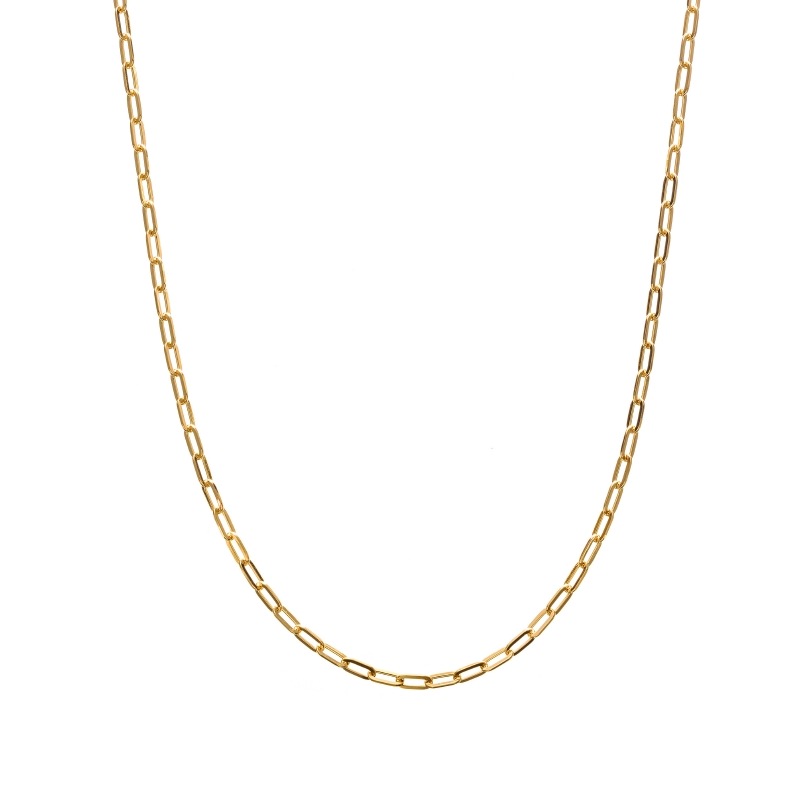 【Gold Jewelry】 デザインチェーン ネックレス 荒角 アズキチェーン 太 K18 YG イエローゴールド 45cm 1180900005