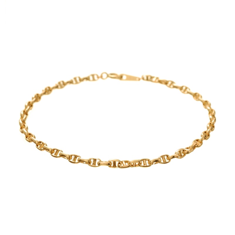 【Gold Jewelry】 デザインチェーン ブレスレット 中空 ホロー スカルチェーン K10 YG イエローゴールド 18cm 1182300055