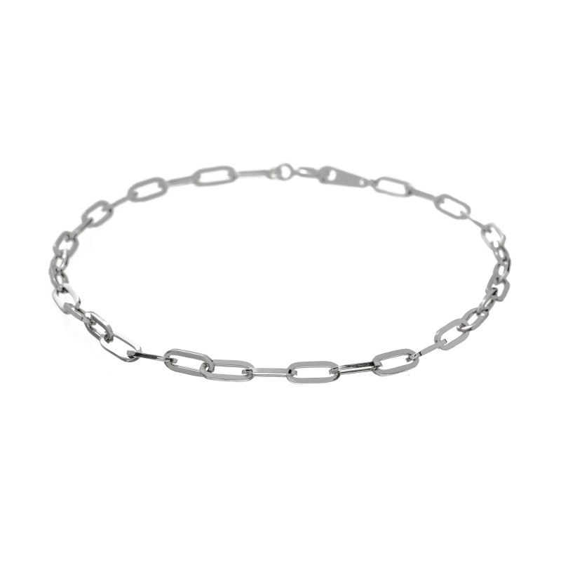 【Gold Jewelry】 デザインチェーン ブレスレット 中空 ホロー クリップチェーン K10 WG ホワイトゴールド 18cm 1182300056