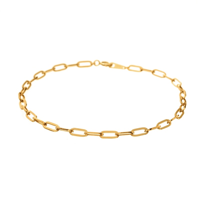【Gold Jewelry】 デザインチェーン ブレスレット 中空 ホロー クリップチェーン K18 YG イエローゴールド 18cm 1182300057