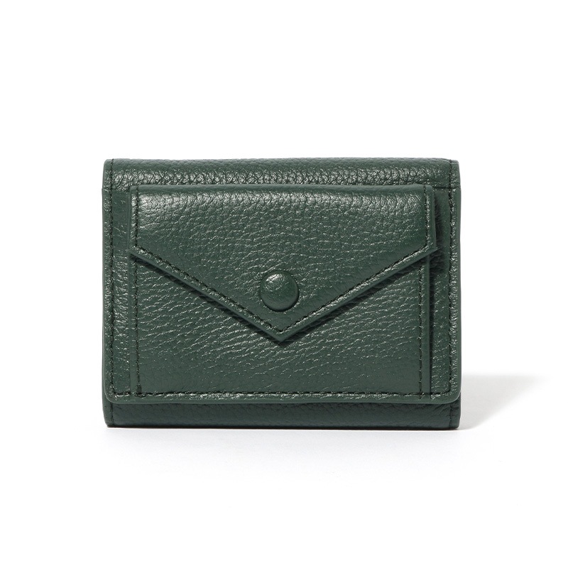 【NOROM Leather】 三つ折財布 HDL-303n グリーン/グレーベージュ 5564200890