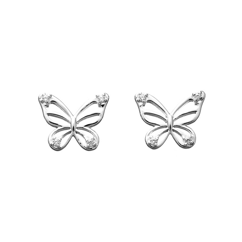 【h&d Jewelry】 Butterfly ピアス SWEET SV925 シルバー CZ 5175600389