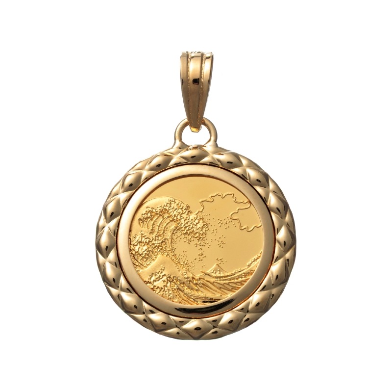 ゴールドメタルロゴ トップジップ クロスボディ Gold Jewelry】 K18 K24 YG イエローゴールド メダル 1/25oz