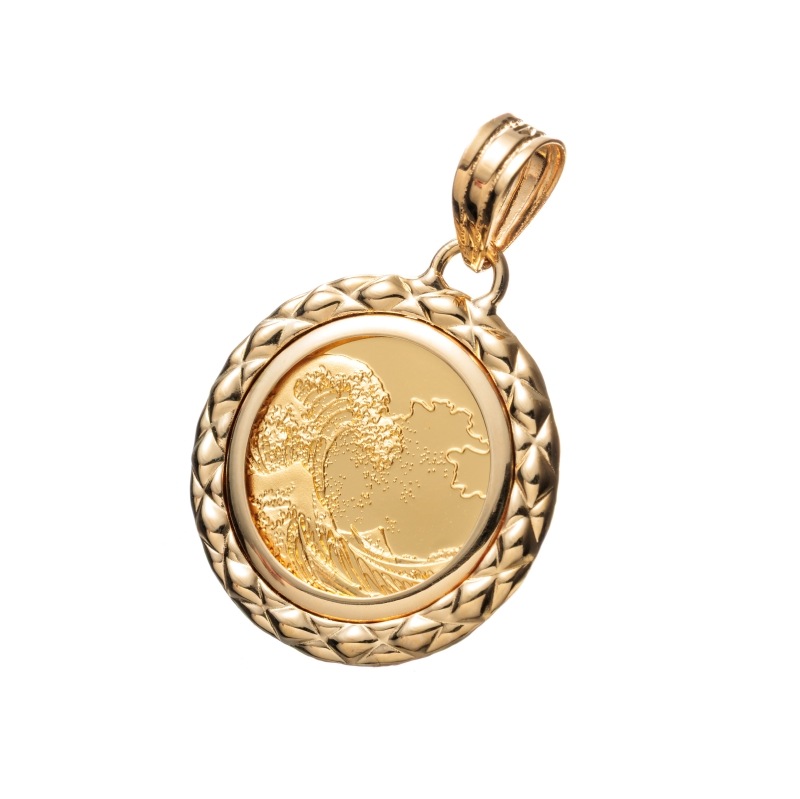 [新品] ペイネータと耳飾りのセット! メタルxイエロー Gold Jewelry】 K24 YG イエローゴールド スターホース メダル