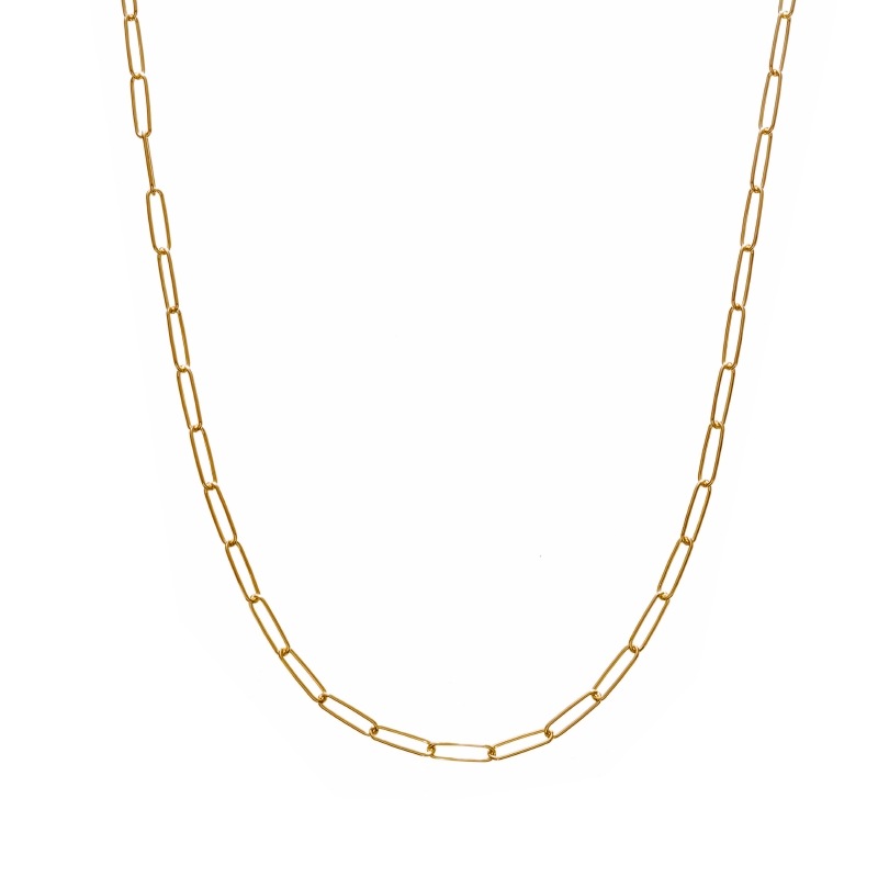 【Gold Jewelry】 デザインチェーン ネックレス トラックチェーン K18 YG イエローゴールド φ0.5 50cm 1131100338