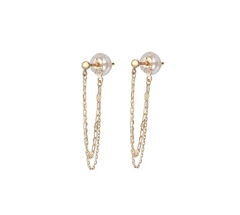 【LIEN】 K10 YG イエローゴールド ピアス ラディアント アズキ チェーン フープ 1176200057