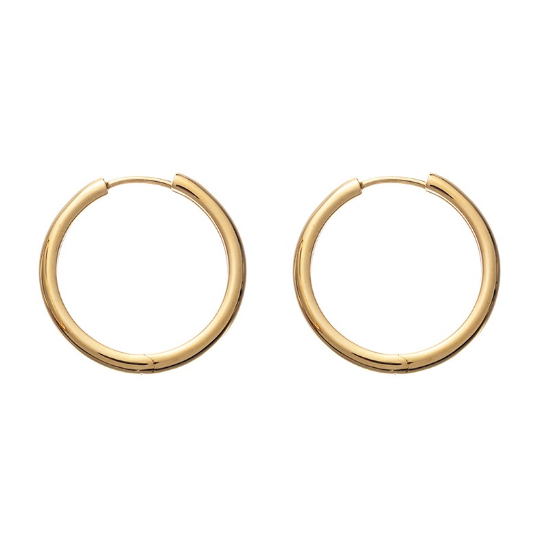 【h&d Jewelry】 フープ ピアス COOL SV925 イエローゴールド 25mm 5175600395