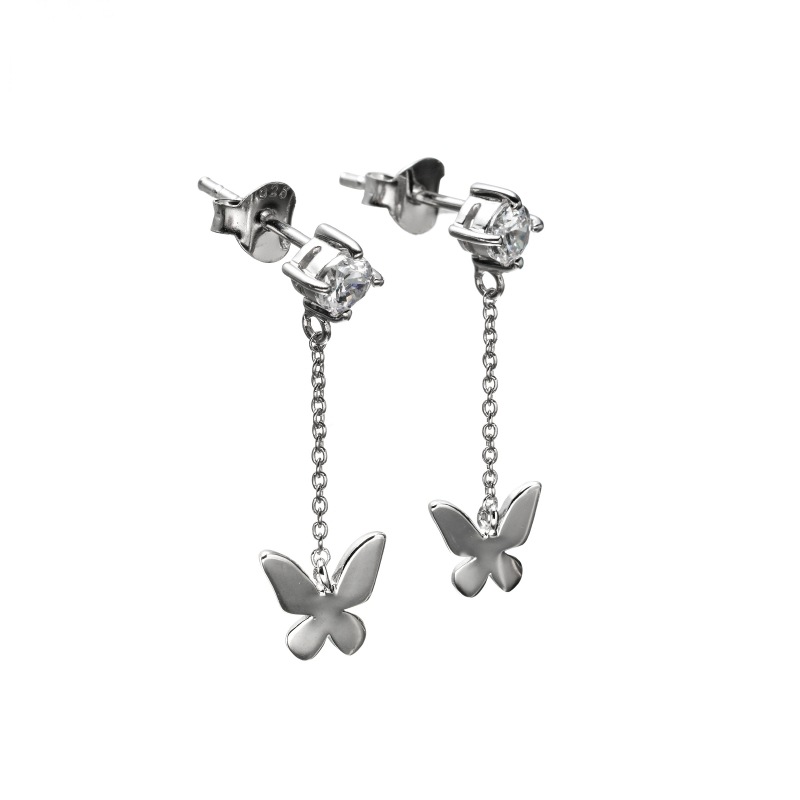 【h&d Jewelry】 Butterfly ピアス SWEET SV925 シルバー CZ 5175600574