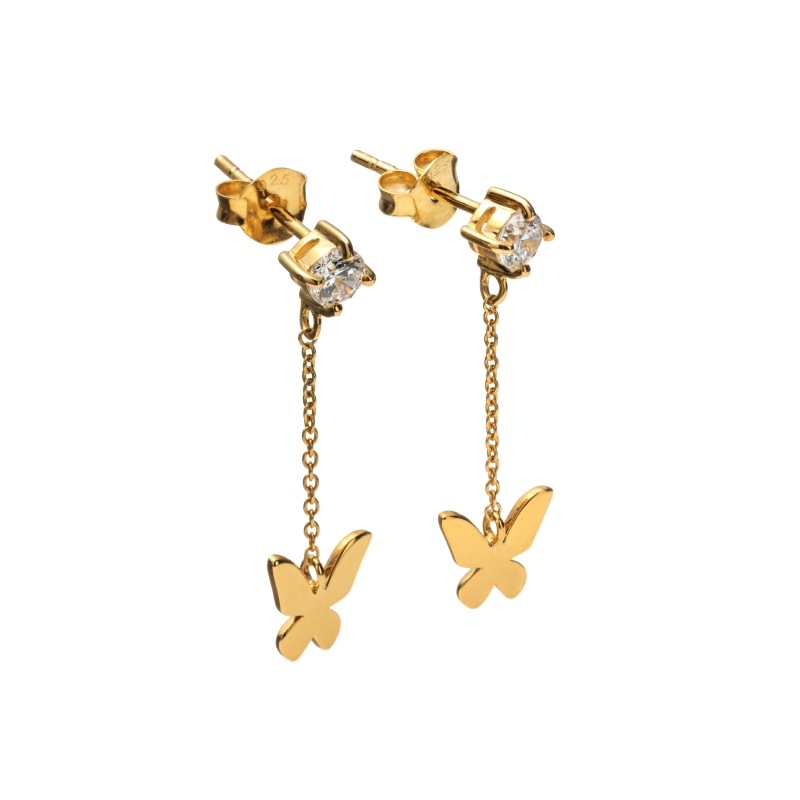 【h&d Jewelry】 Butterfly ピアス SWEET SV925 イエローゴールド  CZ 5175600575