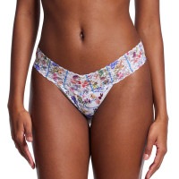 オーガニック コットン プリンテッド ロー ライズ タンガ (フラワー クラウン)