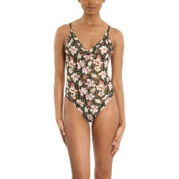 プリンテッド シグニチャー レース タンガ バック ボディースーツ (ダークルーム ブルームス)