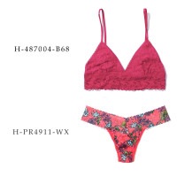 パッドブラジャー - プリンテッド ロー ライズ タンガ セットアップ (ビート　ジュース / ワンダーランド ブルームス)