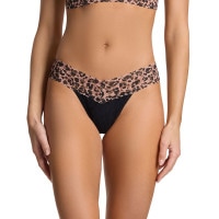 オーガニック コットン ロー ライズ タンガ ウィズ コントラスト トリム (ブラック / ウォーク オン ザ ワイルド サイド)