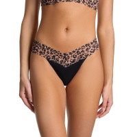 オーガニック コットン オリジナル ライズ タンガ ウィズ コントラスト トリム (ブラック / ウォーク オン ザ ワイルド サイド)