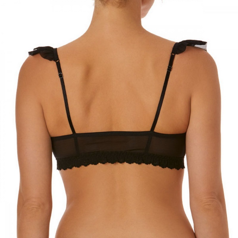 ラッフル メッシュ ブラジャー (ブラック)