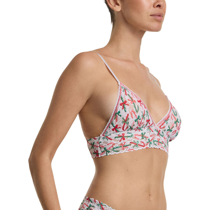 プリンテッド シグニチャー レース パッド ブラジャー (キャンディケイン ディライト)