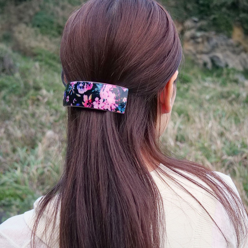 【hanky panky×FRANCE Luxe】レクタングル ボリューム バレッタ & プリンテッド ロー ライズ タンガ (ピオニー/ピンク)