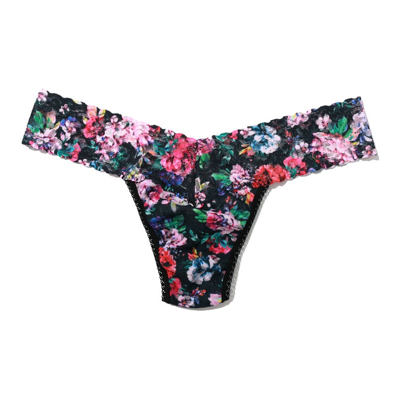 【hanky panky×FRANCE Luxe】レクタングル ボリューム バレッタ & プリンテッド ロー ライズ タンガ (ピオニー/ピンク)