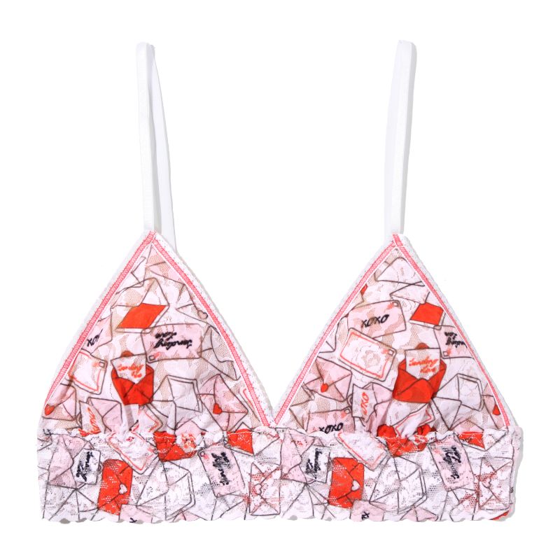 プリンテッド シグニチャー レース パッド ブラジャー (ウィズ ラブ)