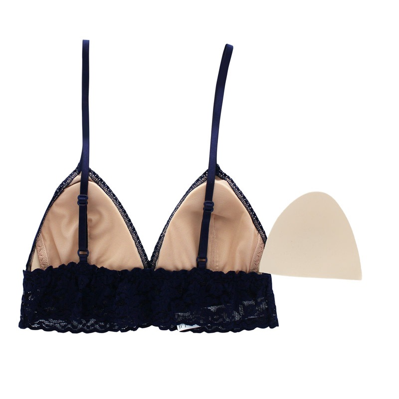 シグニチャー レース パッド ブラジャー (ネイビー)