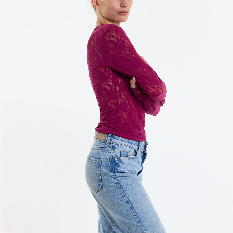 シグニチャー レース ロングスリーブ トップス (シュガー プラム)