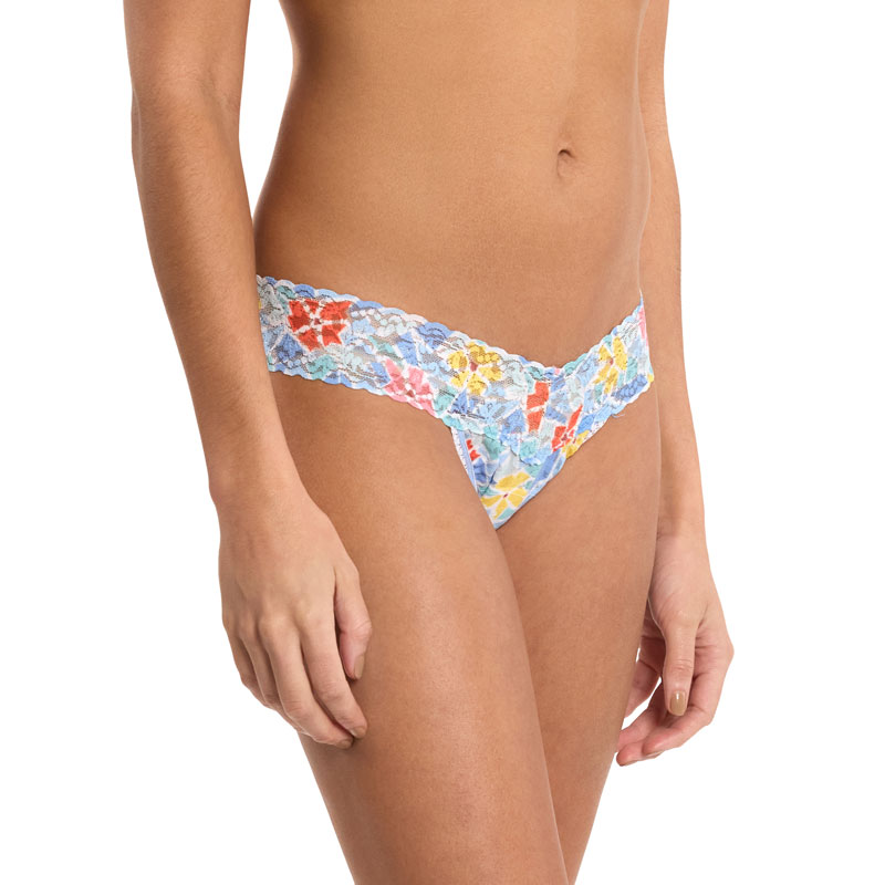 プリンテッド シグニチャー レース ロー ライズ タンガ (フローラルモザイク)