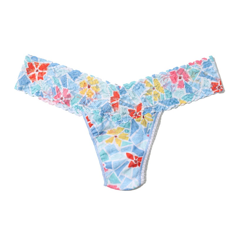 プリンテッド シグニチャー レース ロー ライズ タンガ (フローラルモザイク)