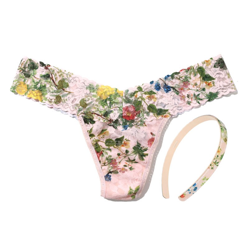 【hanky panky×FRANCE Luxe】1/2 ウルトラコンフォート ヘッドバンド & プリンテッド ロー ライズ タンガ (オーバージョイド)