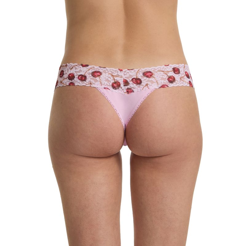 オーガニック コットン ロー ライズ タンガ ウィズ コントラスト トリム (チェリー ディライト)