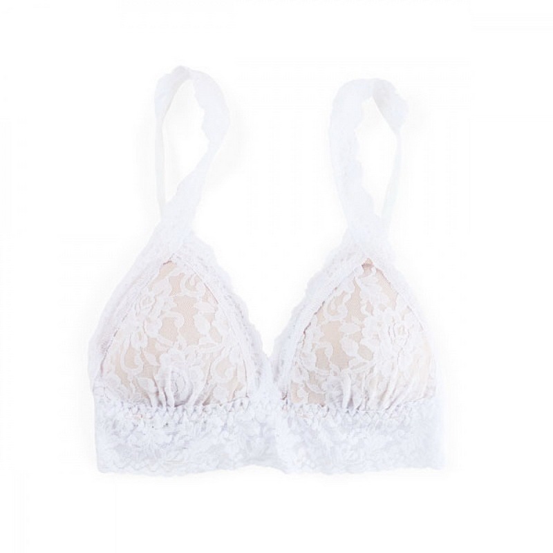 シグニチャー レース パッド クロスオーバー ブラジャー (ホワイト)