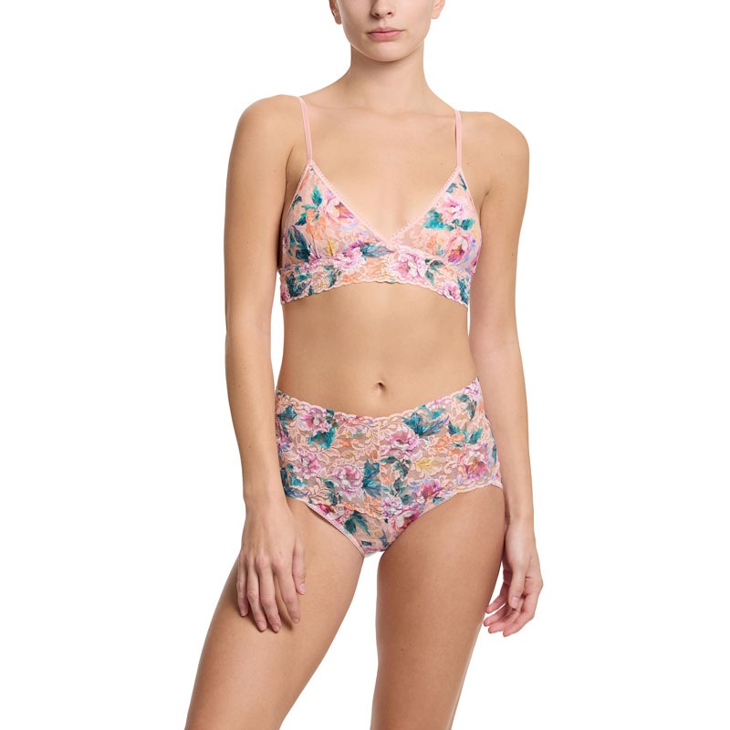 プリンテッド シグニチャー レース パッド ブラジャー (バイ マイセルフ フラワーズ)