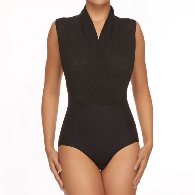 カウルネック ボディースーツ (ブラック)