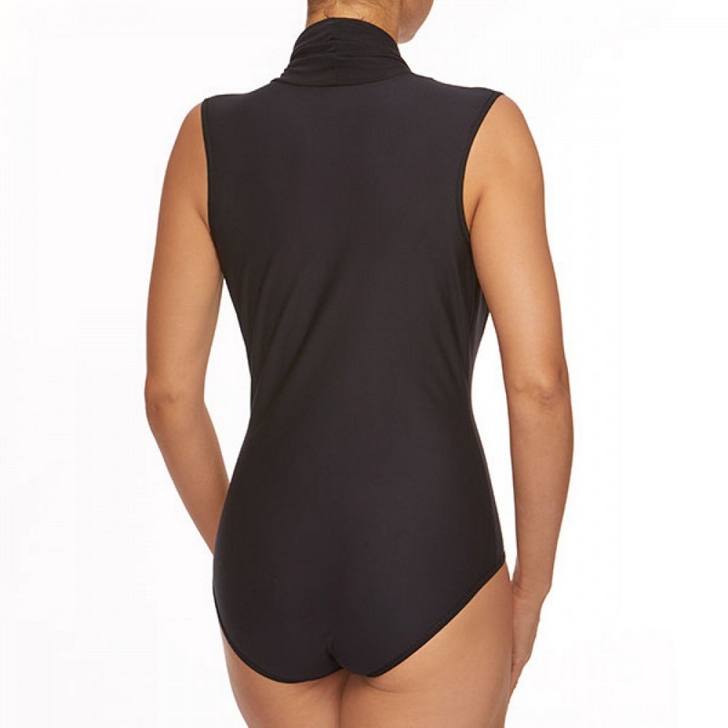カウルネック ボディースーツ (ブラック)