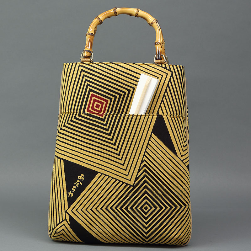 バンブー手提げ 翁格子 浅葱 バンブー手提げ 翁格子 浅葱