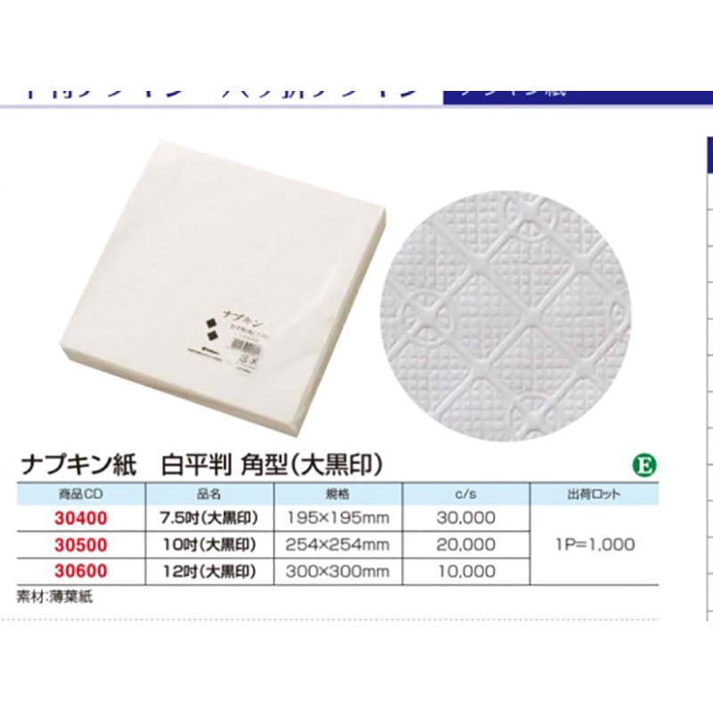 ナプキン紙 白平判 角型 10吋 254×254mm