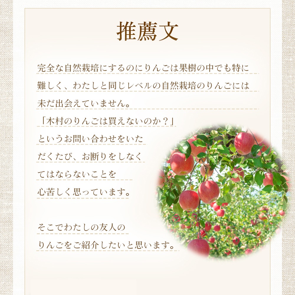 今季終了【在庫限り】太陽のりんご 【5kg】 木村秋則さん推薦